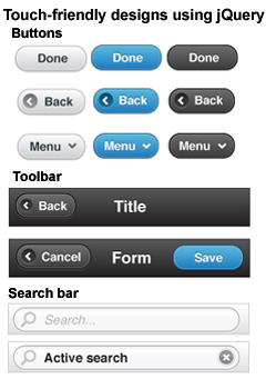 Image shows: examples of buttons from jQuery