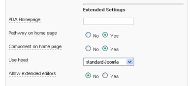 Extended settings