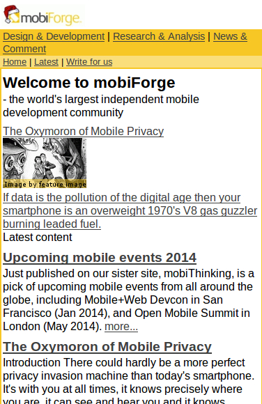 mobiForge homepage