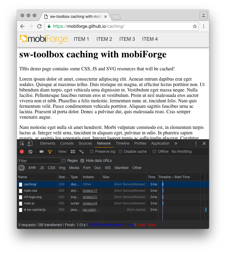 Caching with service workers