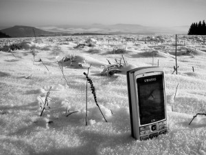 Phone in snow