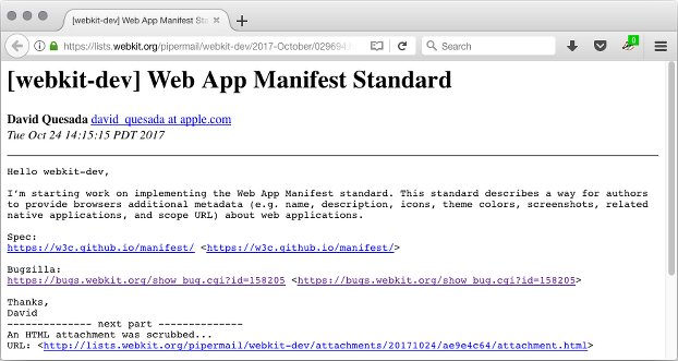 WebKit web app manifest