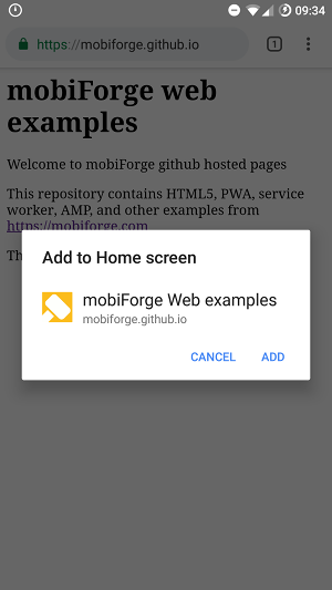 Adding web share target to homescreen